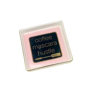 Coffee Mascara Hustle Pink Ceramic Ring Dish Jewelry Tray Francesca's